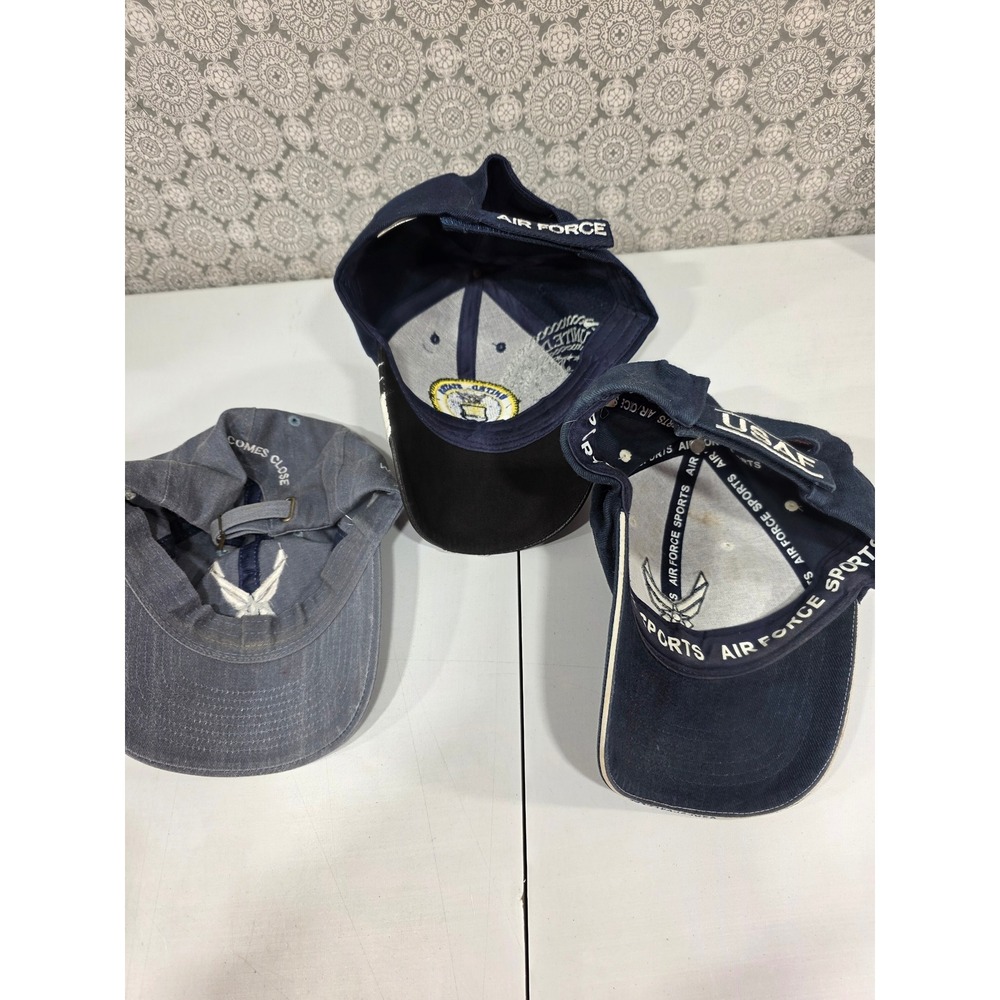 US Air Force Military Embroidered Baseball Cap‎ Hat Lot of 3 Navy - Picture 5 of 13